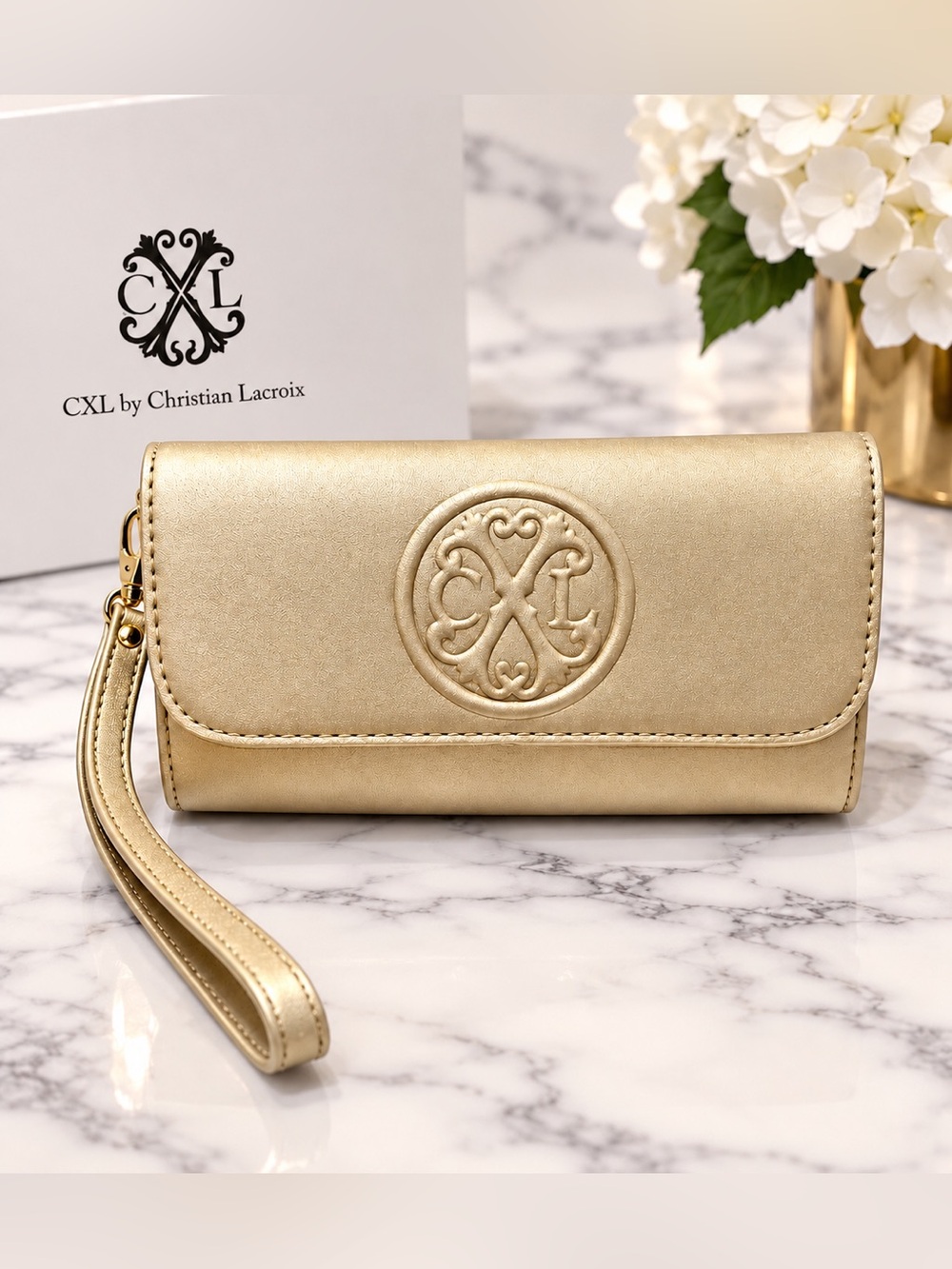 CXL by Christian Lacroix Gold Wristlet Clutch NWT MSRP $78